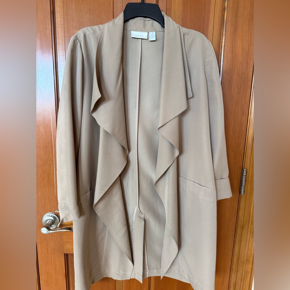 Chico's Tan Drape Front Trench Coat